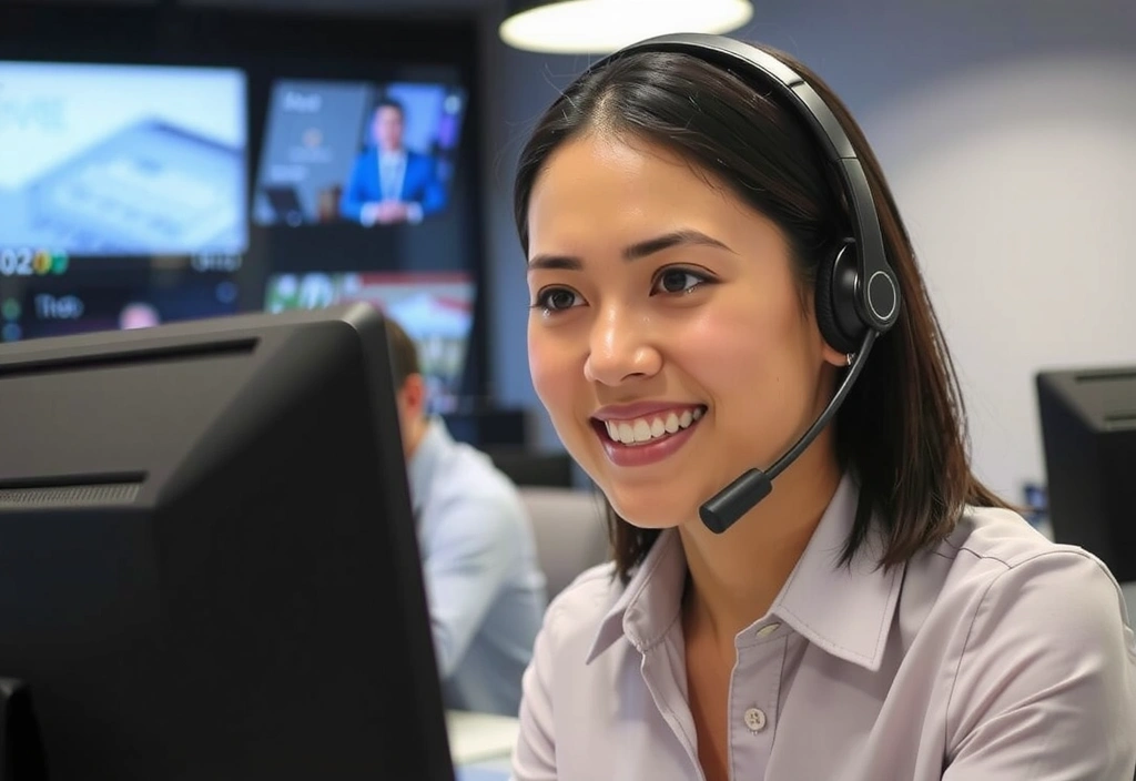 Contact center agent helping a client