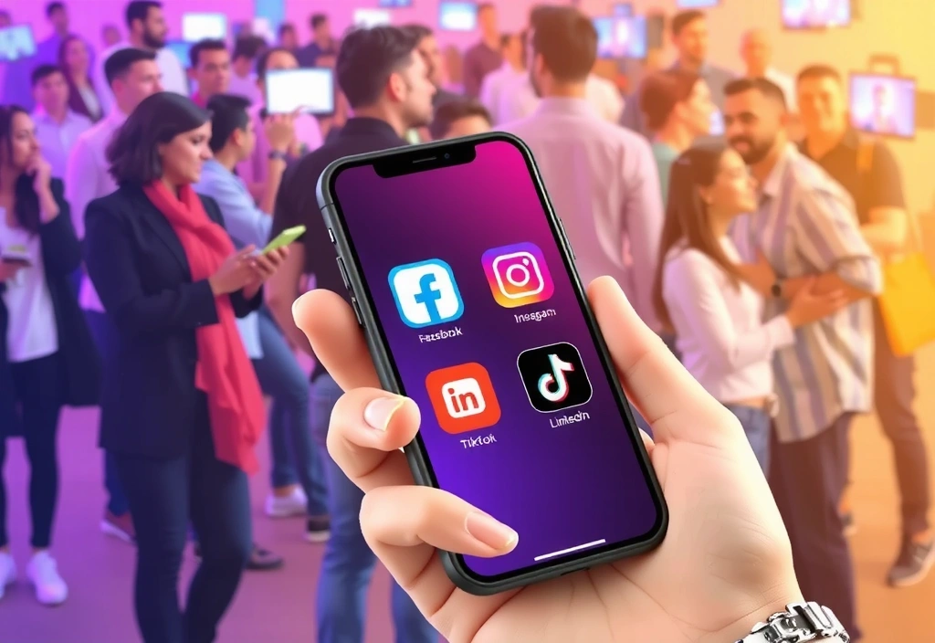 Diverse aplicații de social media pe un telefon